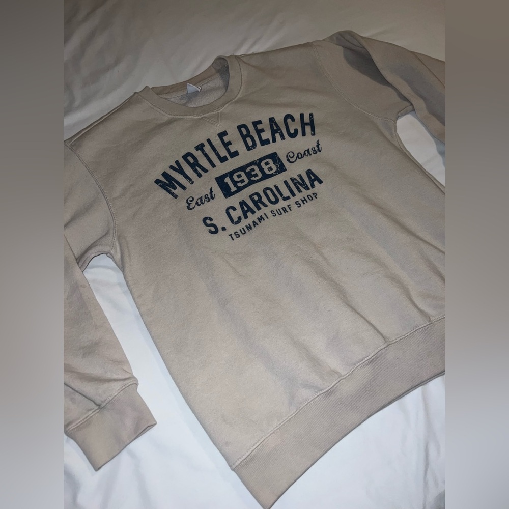 J.O&CO Vintage Style Tan and Navy Crewneck Longsleeve Sweatshirt